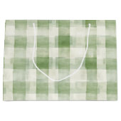 Western Grüne Creme Kariert Streifen Weihnachten Große Geschenktüte (Vorderseite)