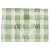 Western Grüne Creme Kariert Streifen Weihnachten Große Geschenktüte (Rückseite)