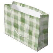Western Grüne Creme Kariert Streifen Weihnachten Große Geschenktüte (Rückseite Schrägansicht)