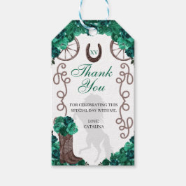 Western Grüne Rose Ranchero Quinceanera Geschenkar Geschenkanhänger