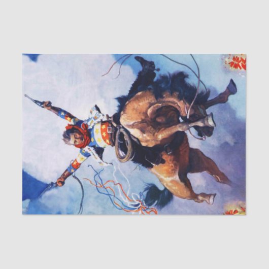 Western "Guns Ablazing" Kunst von NC Wyeth Seidenpapier (Vorderseite)