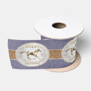 Western-Gürtel und Gürtelschnalle auf Denim Print Satinband