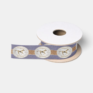 Western-Gürtel und Gürtelschnalle auf Denim Print Satinband