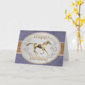 Western Gürtel und Schnalle auf Denim Happy Birthd Karte (Gelbe Blume)