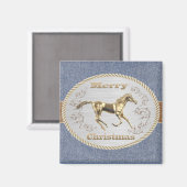Western Gürtelschnalle mit Pferd und frohe Weihnac Magnet (Vorderseite/Rückseite)