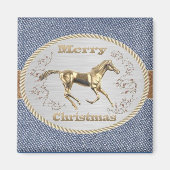 Western Gürtelschnalle mit Pferd und frohe Weihnac Magnet (Vorne)