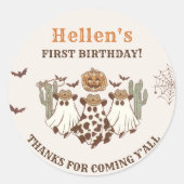 Western Halloween Cactus Birthday Danke Runder Aufkleber (Vorderseite)