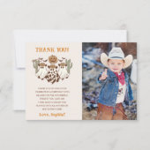 Western Halloween Cowboy Geburtstagsparty Foto Dankeskarte (Vorderseite)