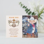 Western Halloween Cowboy Geburtstagsparty Foto Dankeskarte (Stehend Vorderseite)