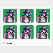 Western Halloween Cowgirl Ghost Pop Art Stickers (Blatt)