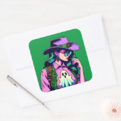 Western Halloween Cowgirl Ghost Pop Art Stickers (Umschlag)