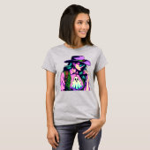 Western Halloween Cowgirl mit Ghost Pop Art Shirt (Vorne ganz)