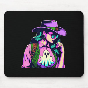 Western Halloween Cowgirl mit Pop Art Mousepad