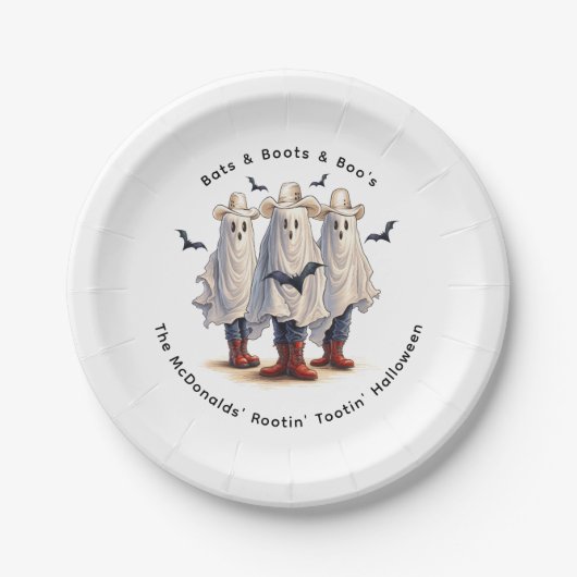 Western Halloween Spooky Cowboy Ghosts Custom Pappteller (Vorderseite)