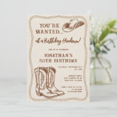 Western Hand Drawn Cowboy Boots Birthday Party Einladung (Stehend Vorderseite)