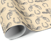 Western Hand Drawn Cowboy Hats Revolvers Pferd Geschenkpapier (Rolleneckpunkt)