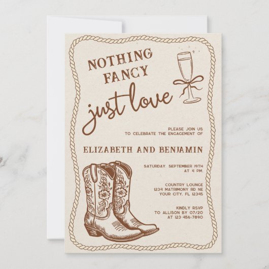 Western Hand zieht nichts Extravagantes Engagement Einladung (Vorderseite)