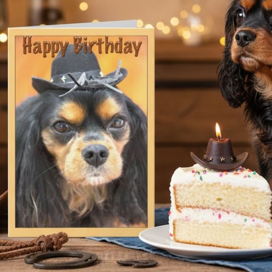 Western Happy Birthday Cavalier King Charles Karte