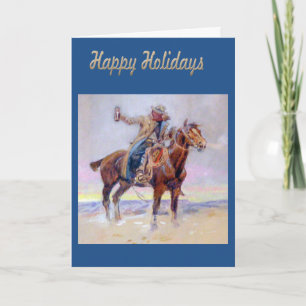 Western Happy Holidays Cowboy Grußkarte Feiertagskarte