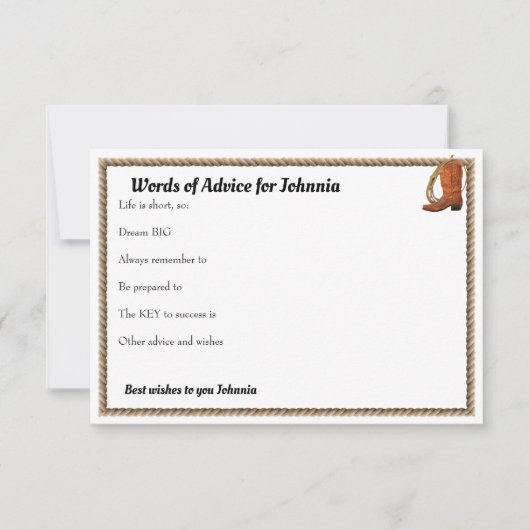 Western Hat und Lariat Graduiertenberatung Mitteilungskarte (Vorderseite)