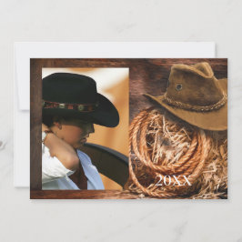 Western Hat und Lasso Grad Bekanntgabe mit Foto Einladung