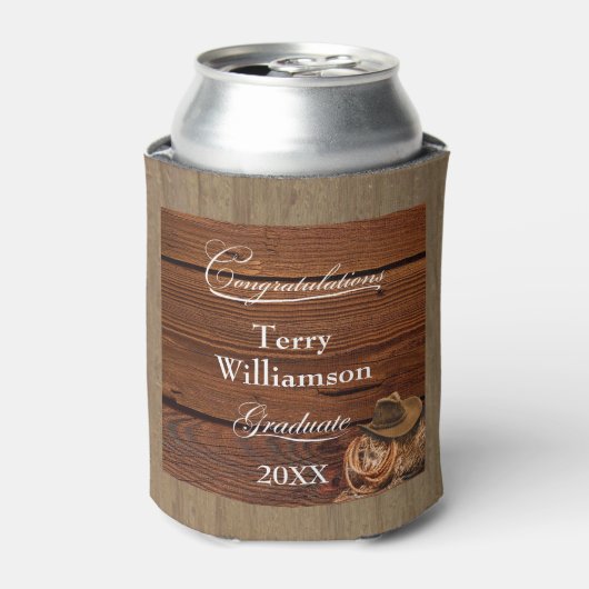 Western Hat und Lasso Graduation Party Dosenkühler (Kanne Vorderseite)