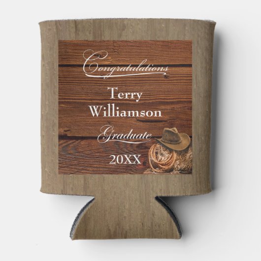 Western Hat und Lasso Graduation Party Dosenkühler (Vorderseite)