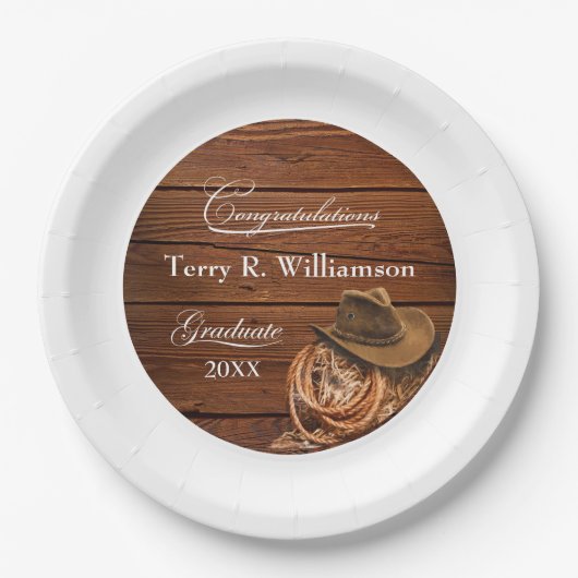 Western Hat und Lasso Graduation Party Pappteller (Vorderseite)