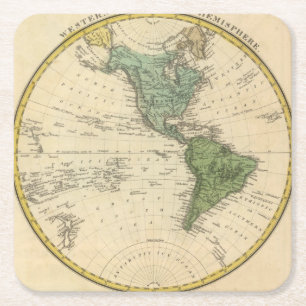 Western-Hemisphäre 7 Rechteckiger Pappuntersetzer