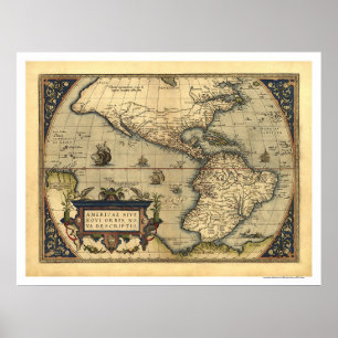 Western-Hemisphäre-Karte durch Ortelius 1570 Poster