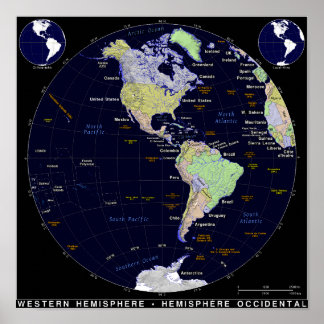 Western Hemisphäre Karte Poster