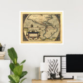 Western Hemisphäre Karte von Ortelius 1570 Poster (Heimbüro)
