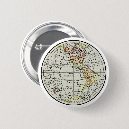 Western Hemisphäre Map Globe Travel Button (Vorne & Hinten)