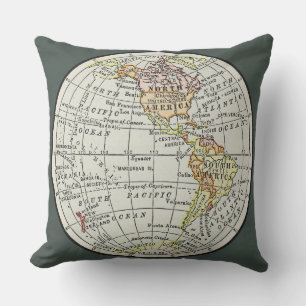Western Hemisphäre Map Globe Travel Kissen