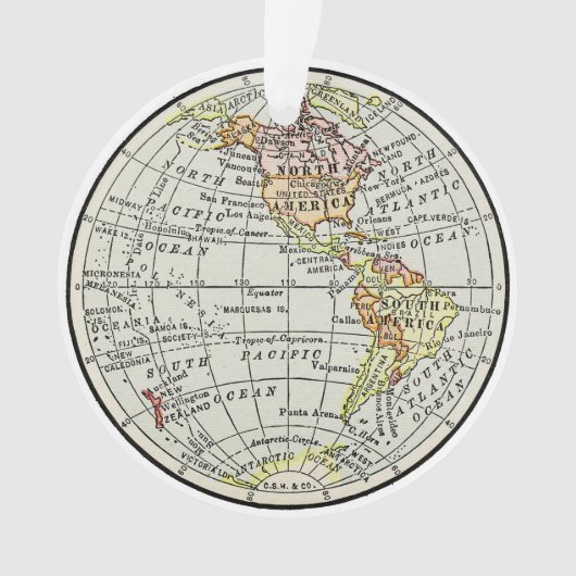 Western Hemisphäre Map Globe Travel Ornament (Vorderseite)