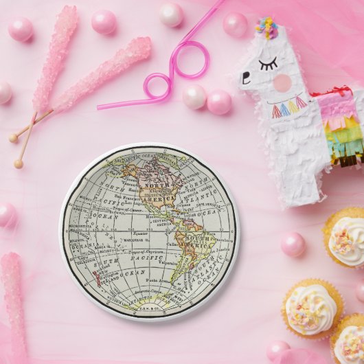 Western Hemisphäre Map Globe Travel Pappteller (Party)