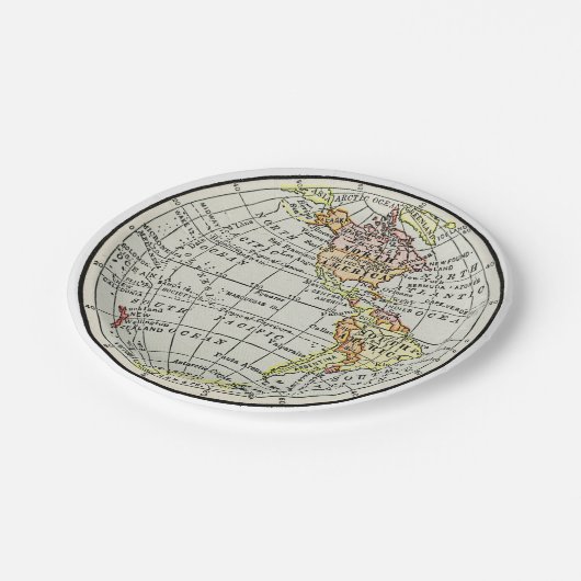 Western Hemisphäre Map Globe Travel Pappteller (Schrägansicht)