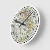 Western Hemisphäre Map Globe Travel Runde Wanduhr (Winkel)