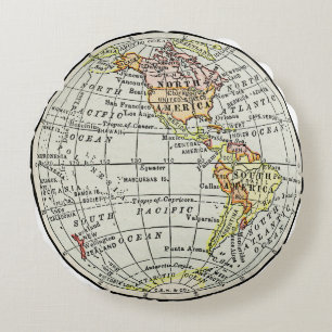 Western Hemisphäre Map Globe Travel Rundes Kissen