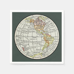 Western Hemisphäre Map Globe Travel Serviette