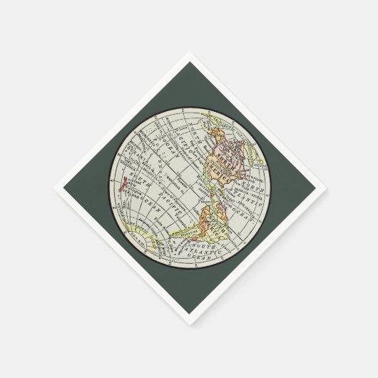 Western Hemisphäre Map Globe Travel Serviette (Ecke)