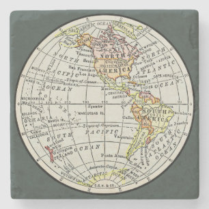 Western Hemisphäre Map Globe Travel Steinuntersetzer