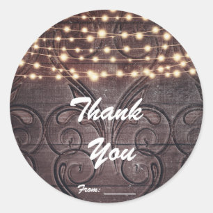 Western Herz geschnitzt in Holz & Licht Gefallen Runder Aufkleber