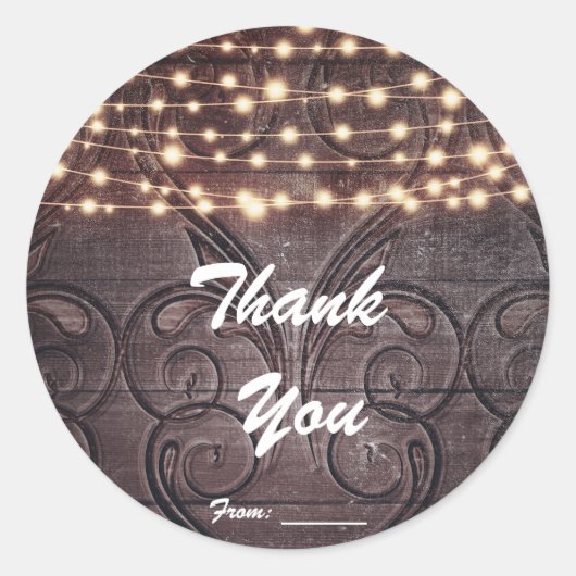 Western Herz geschnitzt in Holz & Licht Gefallen Runder Aufkleber (Vorderseite)