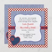 Western Herz und Karo Hochzeit Einladung (Vorne/Hinten)