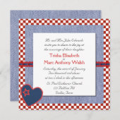 Western Herz und Karo Hochzeit Einladung (Vorne/Hinten)