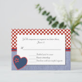 Western Herz und Karo Hochzeit RSVP-Karte RSVP Karte (Stehend Vorderseite)