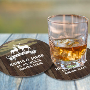 Western Hirsch Die Jagd ist über der Gastgeschenk Runder Pappuntersetzer