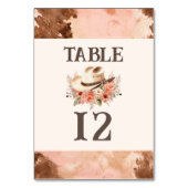 Western Hochzeit Blush Cowhide Hochzeit Tischnumme Tischnummer (Vorderseite)