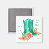 Western Hochzeit Cowboy Stiefel und Blume Rett Magnet (Vorderseite/Rückseite)